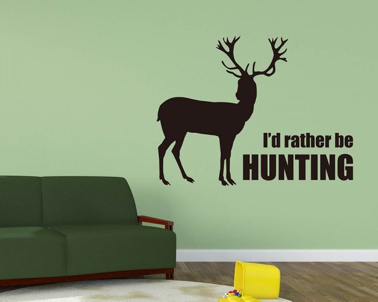 I'd Rather be Hunting Quotes Wall Decal Animal Vinyl Art Stickers